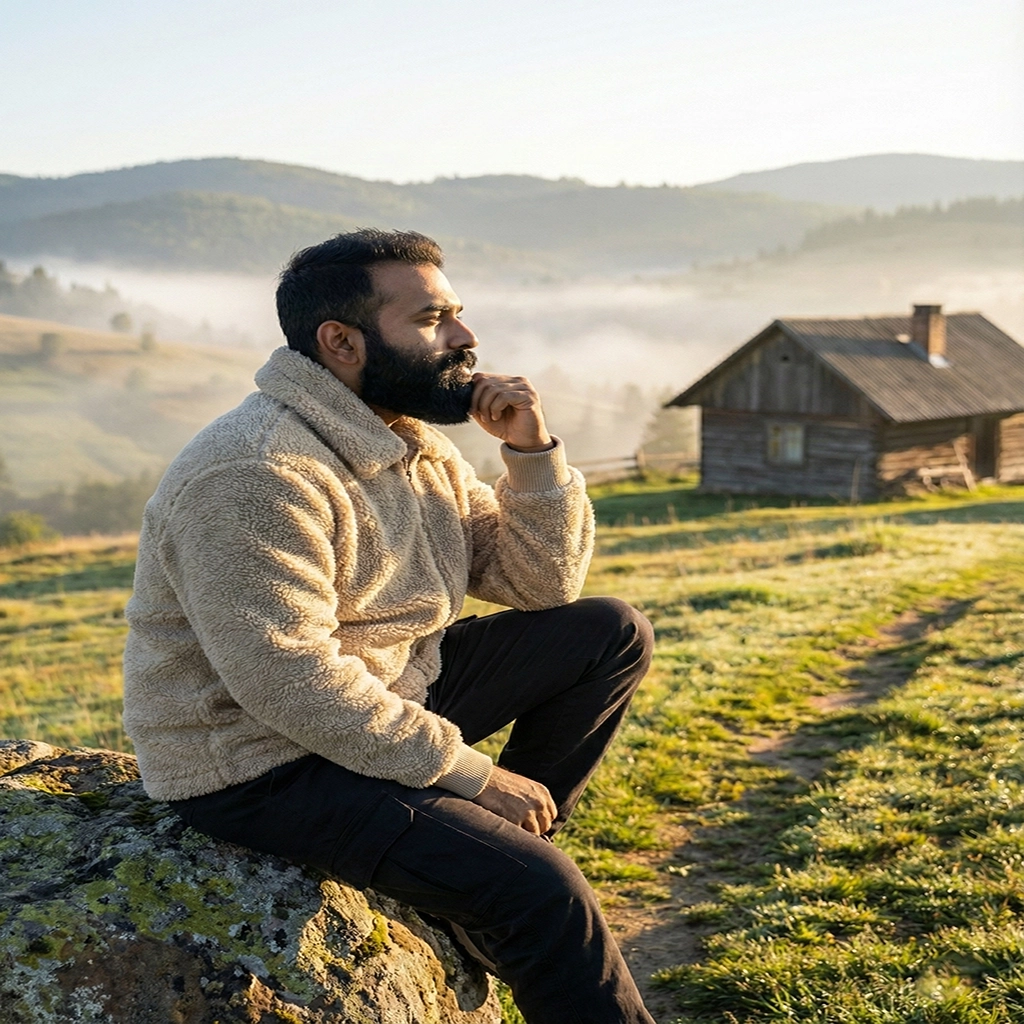 Rare Stitched Cream Pile Fleece Jacket – Soft Warm Winter Sherpa Coat with Ribbed Cuffs - Image 3