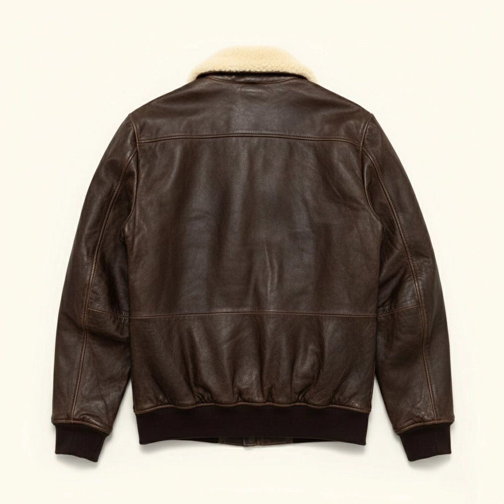 Rare Stitched Heritage Series: Men’s Distressed Leather Pilot Jacket with Faux Fur Collar – Classic Brown - Image 4