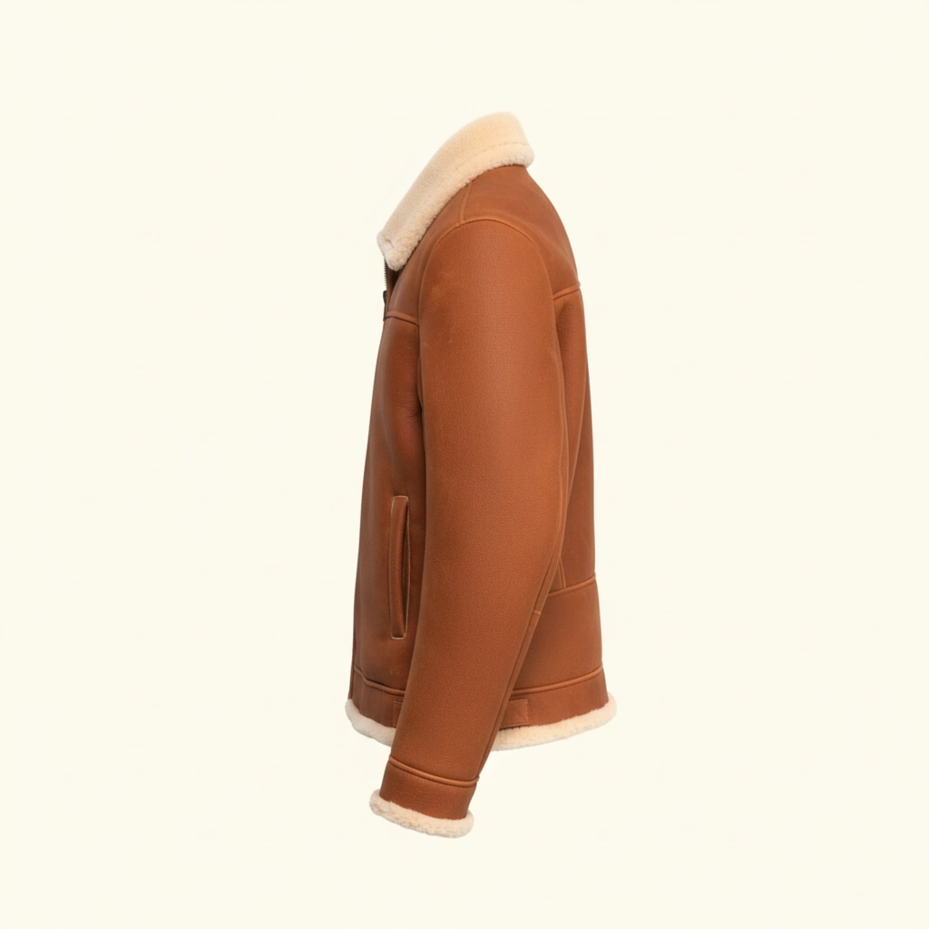 Men’s B-3 Bomber Aviator Jacket – Premium Faux Shearling & Leather - Image 7