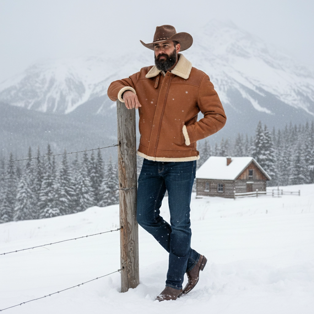 Men’s B-3 Bomber Aviator Jacket – Premium Faux Shearling & Leather - Image 4